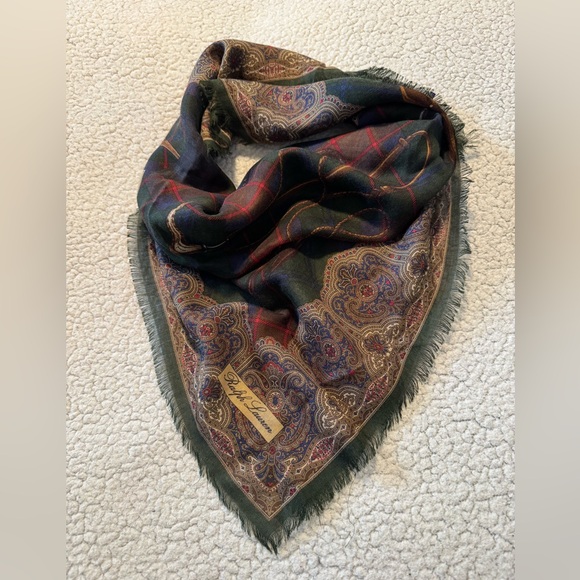 Ralph Lauren Collection Square Equestrian Cashmere Silk Scarf With Box - Picture 5 of 10